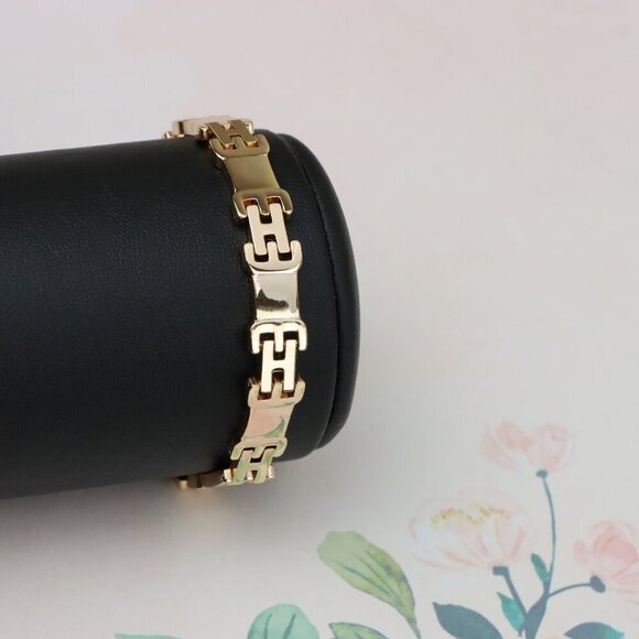 "Rose Gold Polished Link Bracelet in 19cm Gold Plated Brass, XPBL0874 - Picture 11 of 13